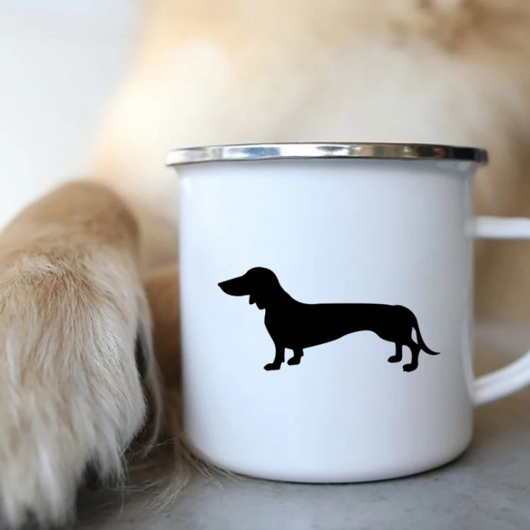 I Love Dachshunds perro esmalte tazas de café Camping Picnic hoguera f