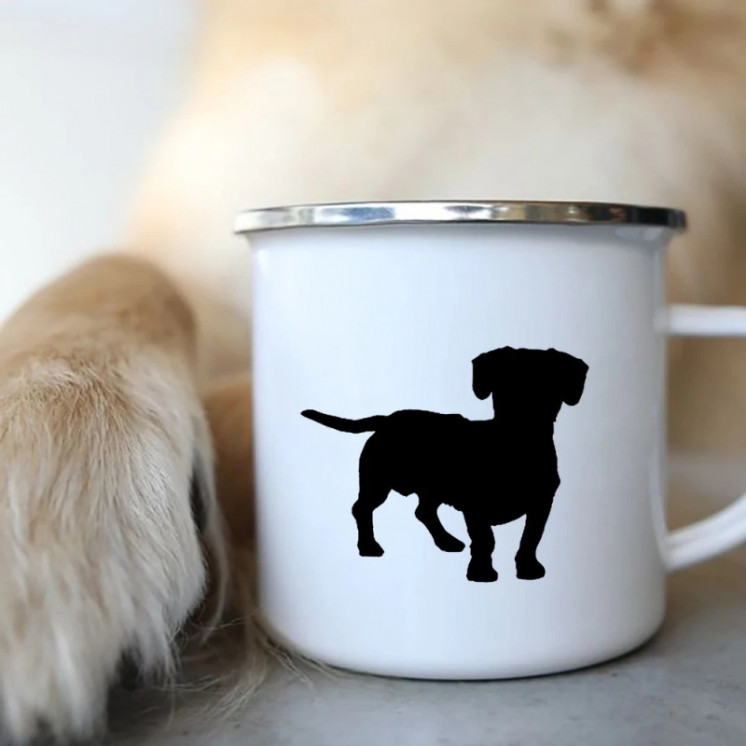 I Love Dachshunds perro esmalte tazas de café Camping Picnic hoguera f