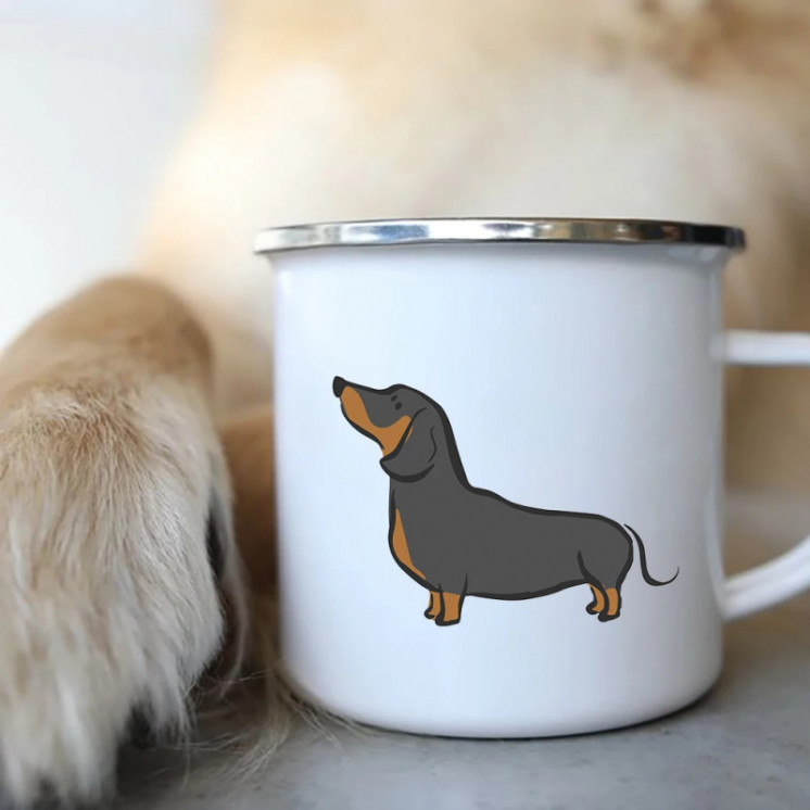 I Love Dachshunds perro esmalte tazas de café Camping Picnic hoguera f