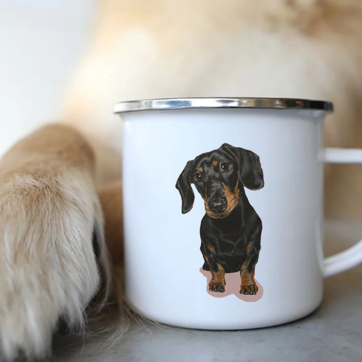 I Love Dachshunds perro esmalte tazas de café Camping Picnic hoguera f