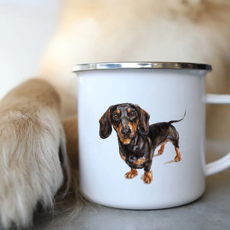 I Love Dachshunds perro esmalte tazas de café Camping Picnic hoguera f