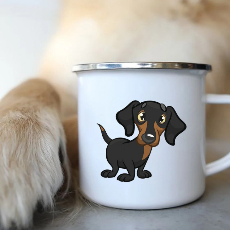 I Love Dachshunds perro esmalte tazas de café Camping Picnic hoguera f