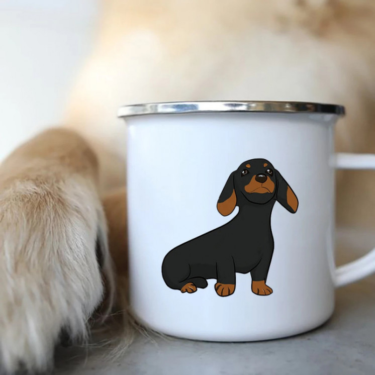 I Love Dachshunds perro esmalte tazas de café Camping Picnic hoguera f