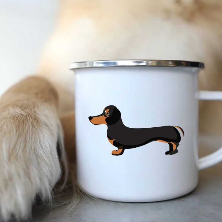 I Love Dachshunds perro esmalte tazas de café Camping Picnic hoguera f