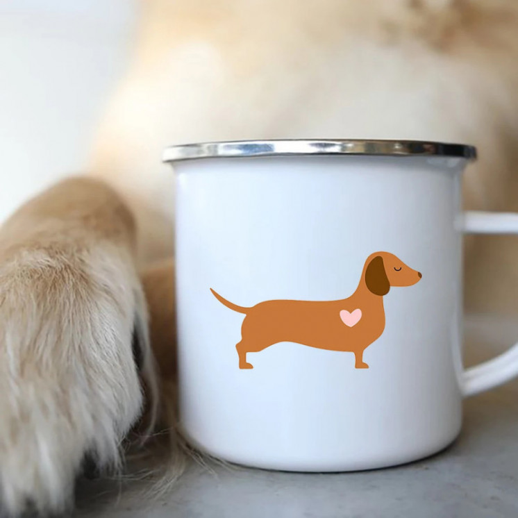 I Love Dachshunds perro esmalte tazas de café Camping Picnic hoguera f