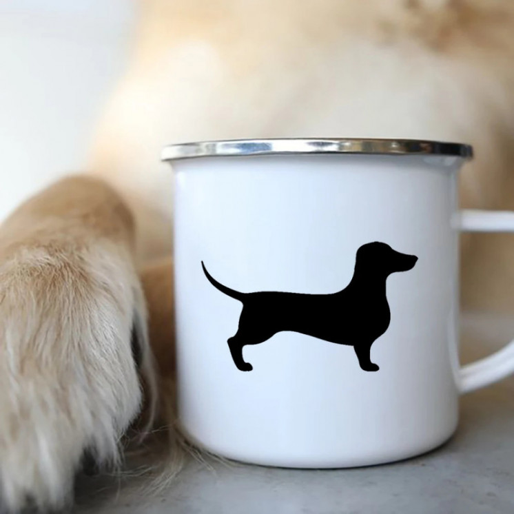 I Love Dachshunds perro esmalte tazas de café Camping Picnic hoguera f