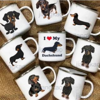 I Love Dachshunds perro esmalte tazas de café Camping Picnic hoguera f