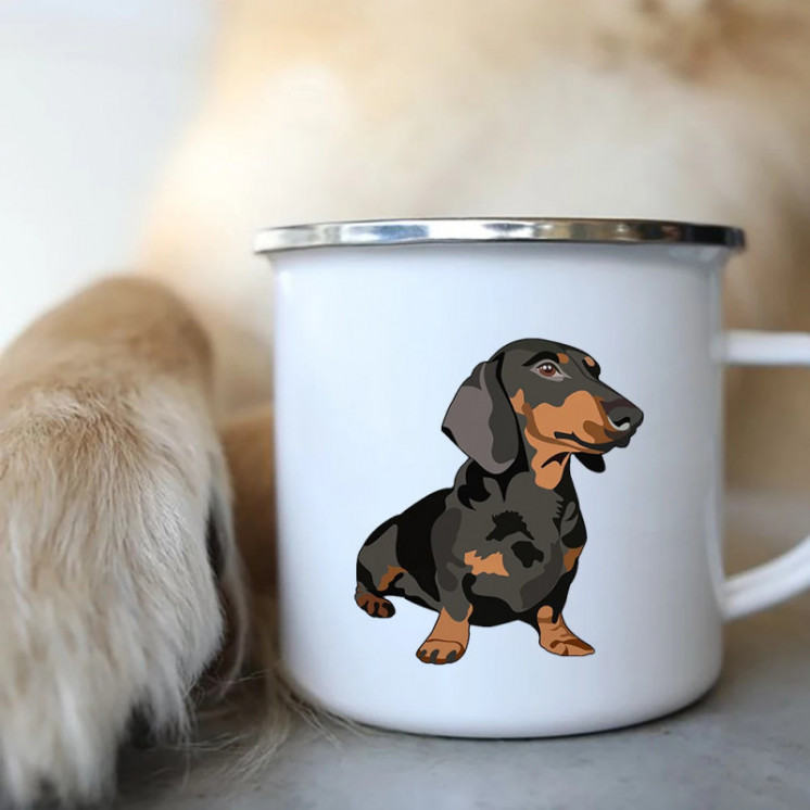 I Love Dachshunds perro esmalte tazas de café Camping Picnic hoguera f