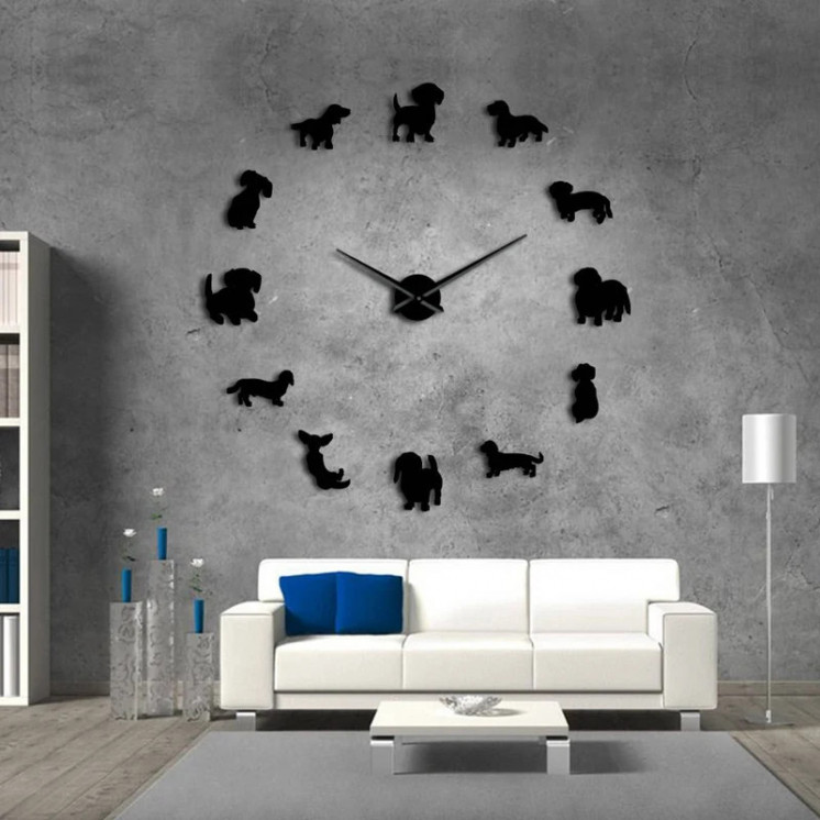 Reloj de pared gigante sin marco con efecto de espejo, arte de pared d