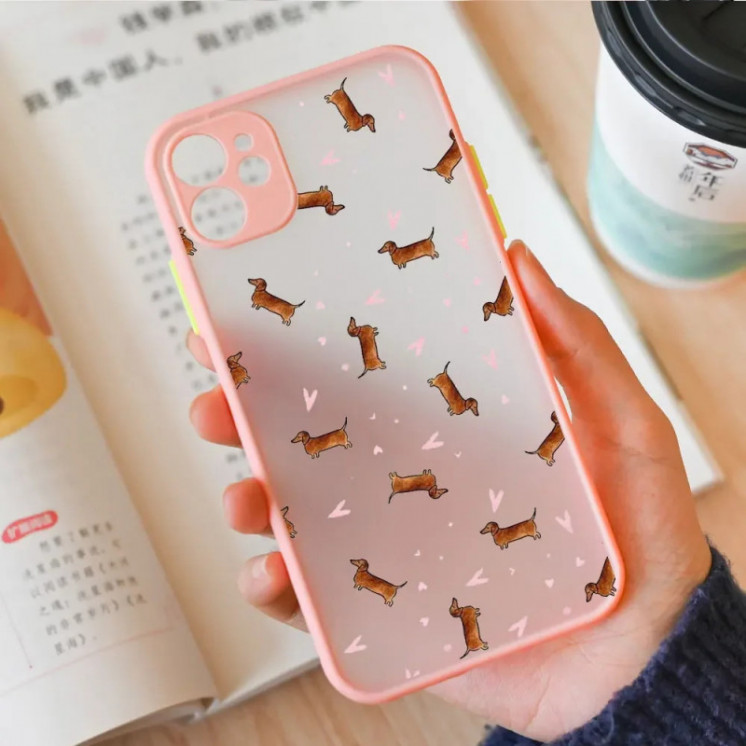 Funda de teléfono con diseño de perro salchicha, carcasa bonita para I