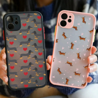 Funda de teléfono con diseño de perro salchicha, carcasa bonita para I