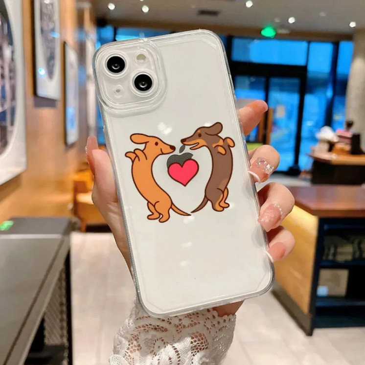 Funda de teléfono con diseño de perro salchicha para iPhone, carcasa b