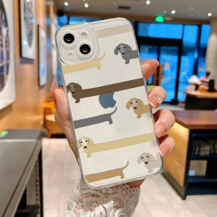 Funda de teléfono con diseño de perro salchicha para iPhone, carcasa b