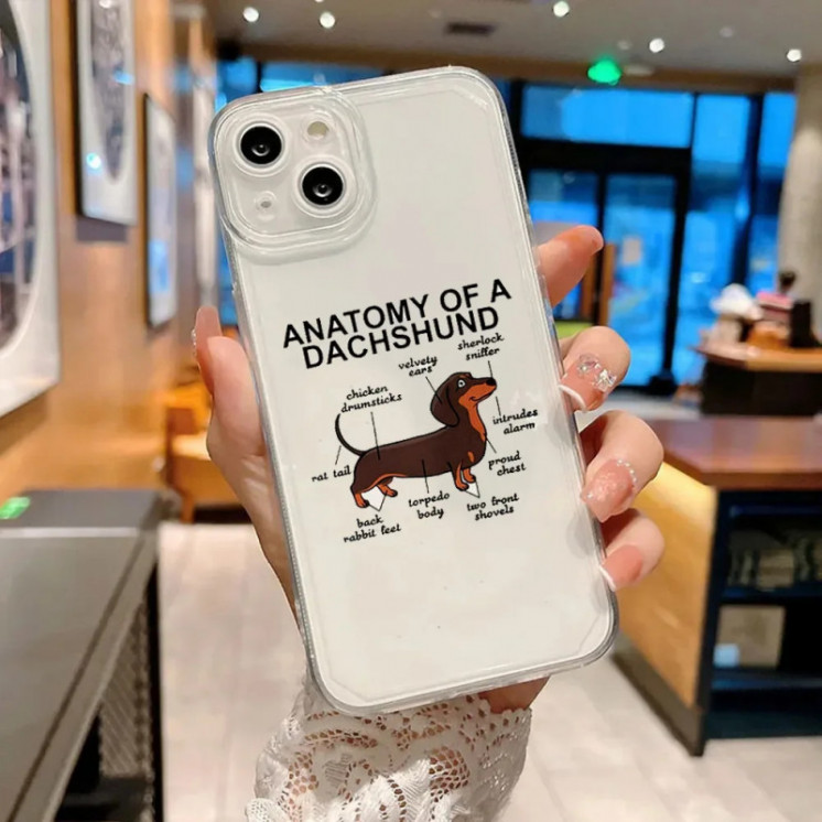 Funda de teléfono con diseño de perro salchicha para iPhone, carcasa b