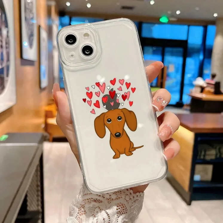 Funda de teléfono con diseño de perro salchicha para iPhone, carcasa b