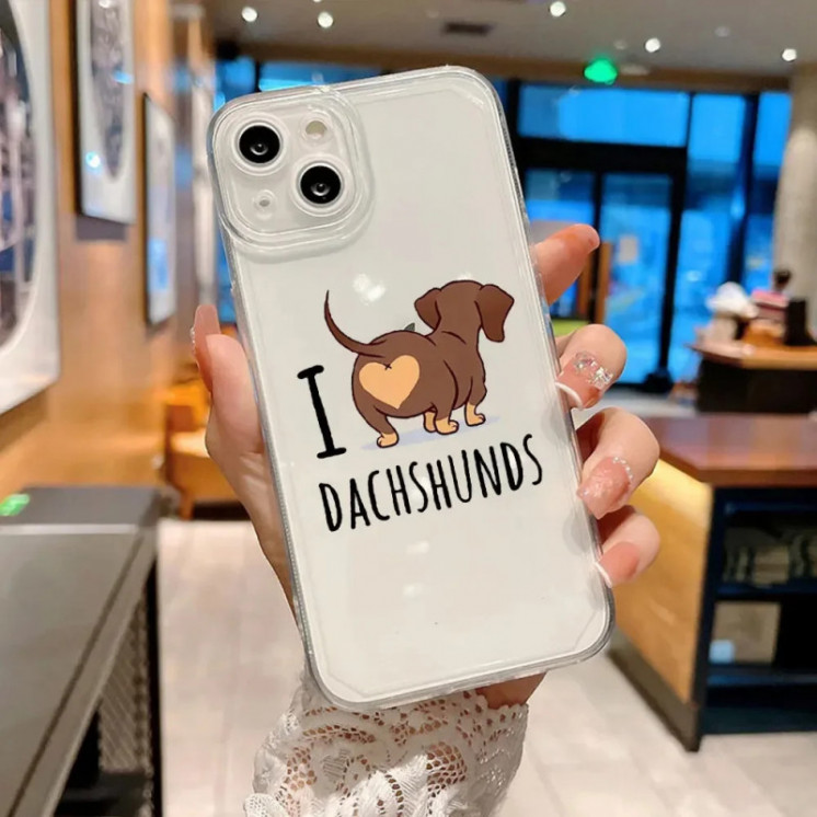 Funda de teléfono con diseño de perro salchicha para iPhone, carcasa b