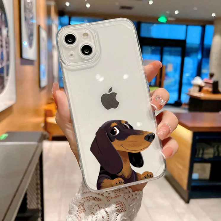 Funda de teléfono con diseño de perro salchicha para iPhone, carcasa b