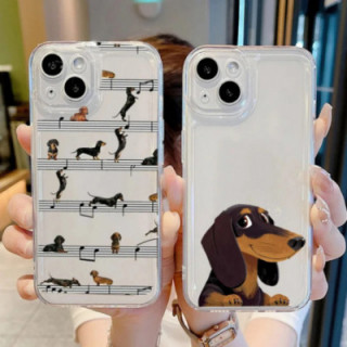 Funda de teléfono con diseño de perro salchicha para iPhone, carcasa b