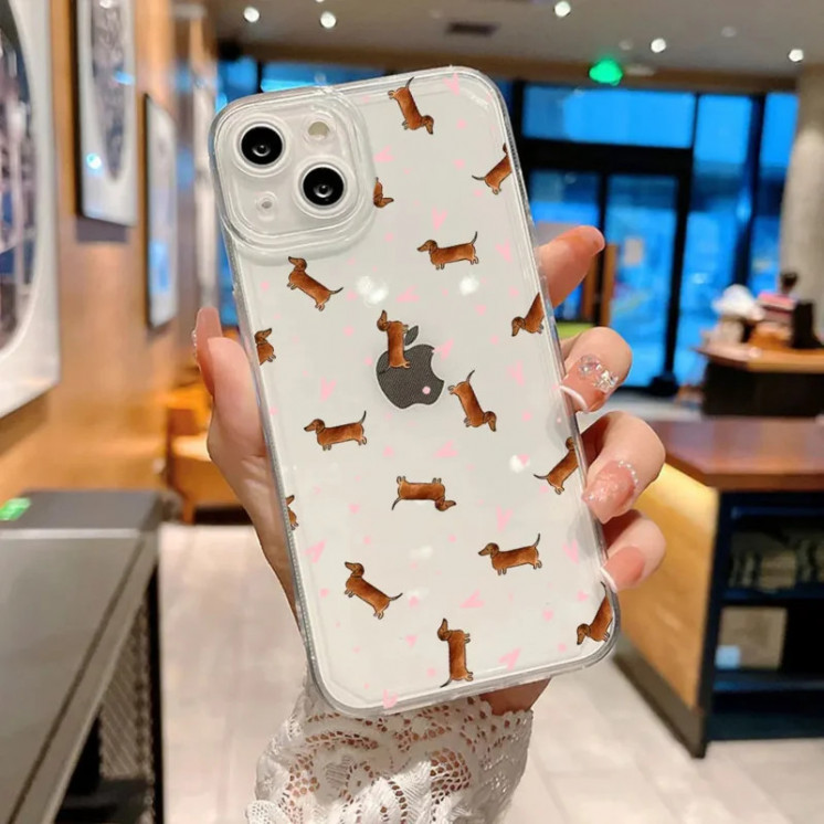 Funda de teléfono con diseño de perro salchicha para iPhone, carcasa b