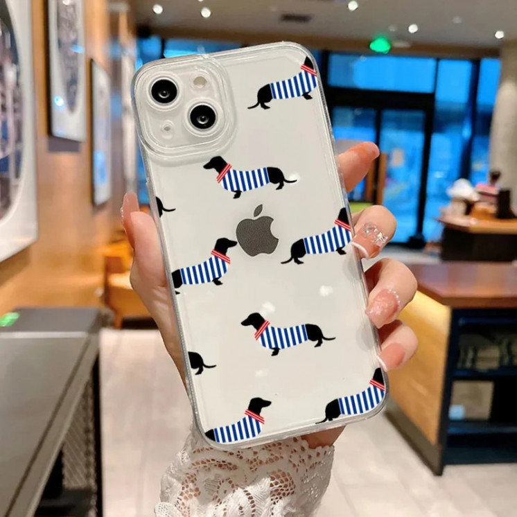 Funda de teléfono con diseño de perro salchicha para iPhone, carcasa b