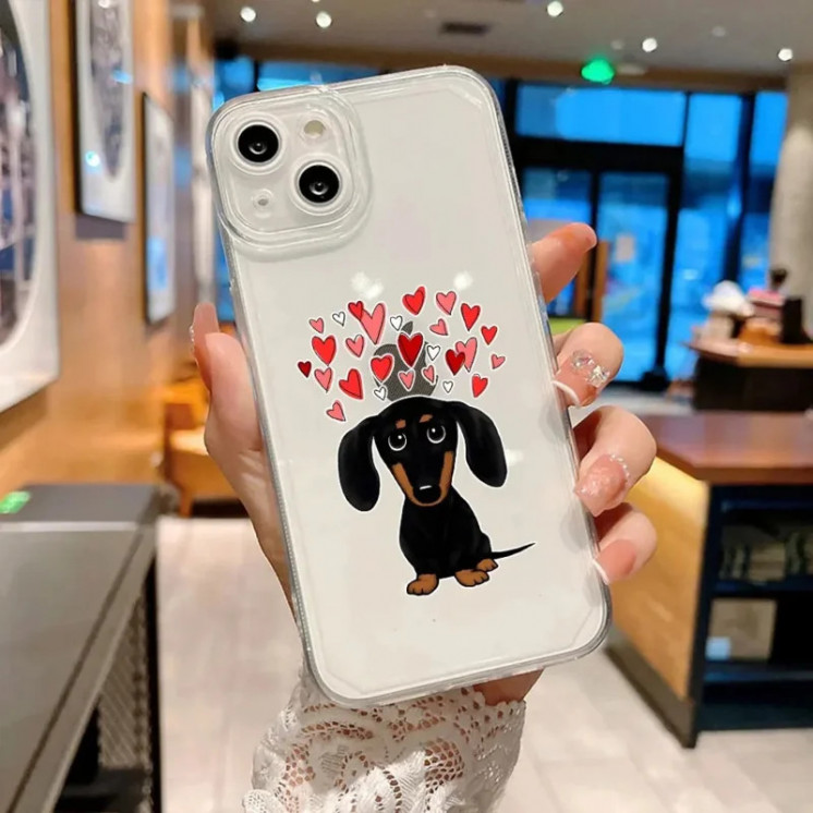 Funda de teléfono con diseño de perro salchicha para iPhone, carcasa b