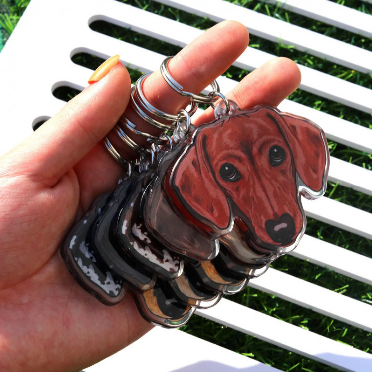 LLavero de acrílico para perro salchicha, accesorios de dijes para bol