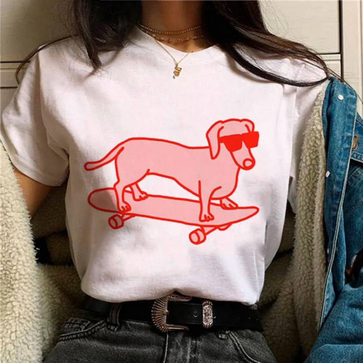 Camiseta de salchicha de perro salchicha para mujer, ropa de calle de 