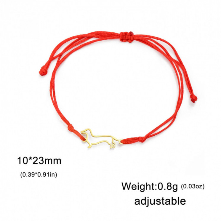 Linda pulsera con colgante de perro salchicha para mujer, acero inoxid