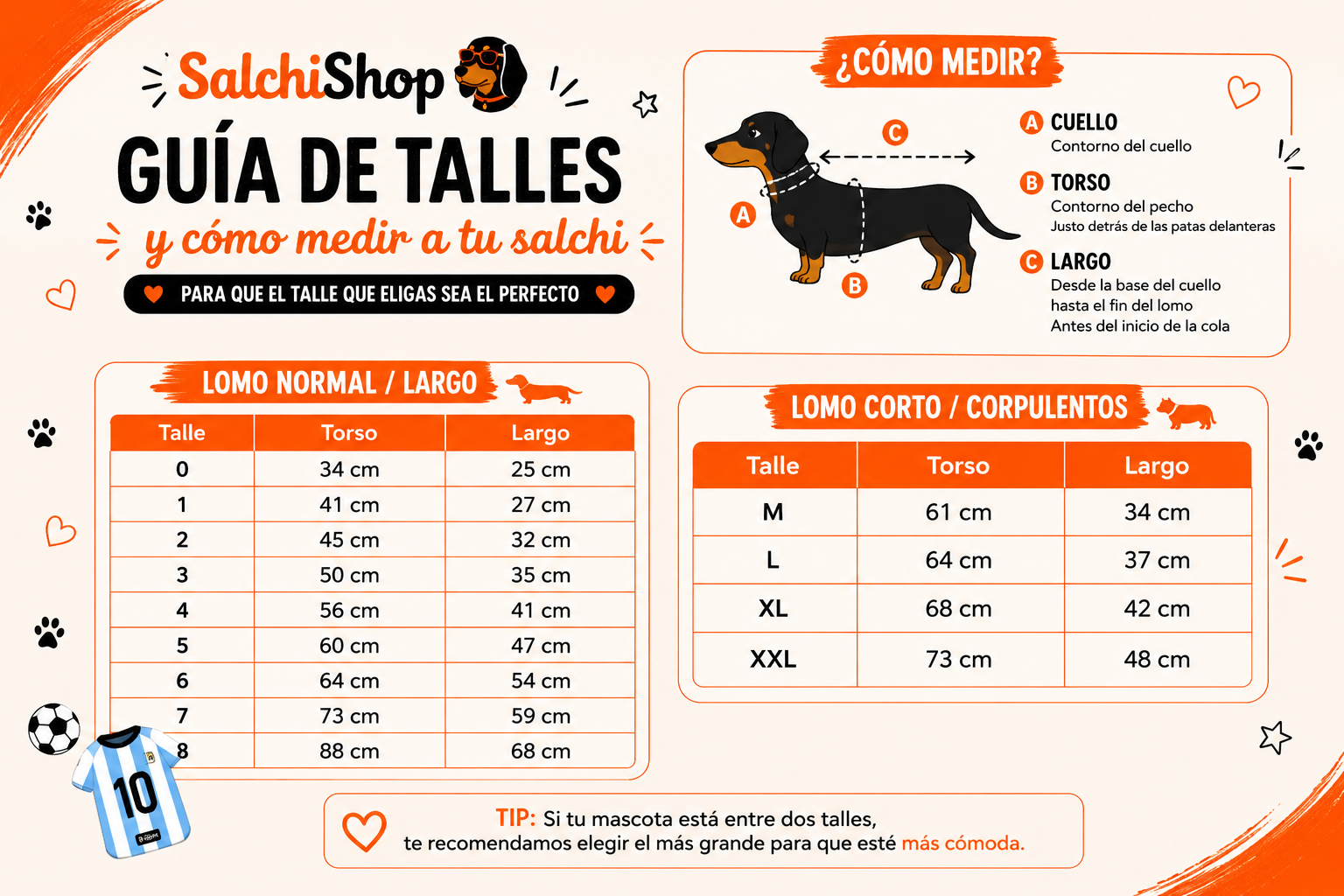 salchishop guia talles